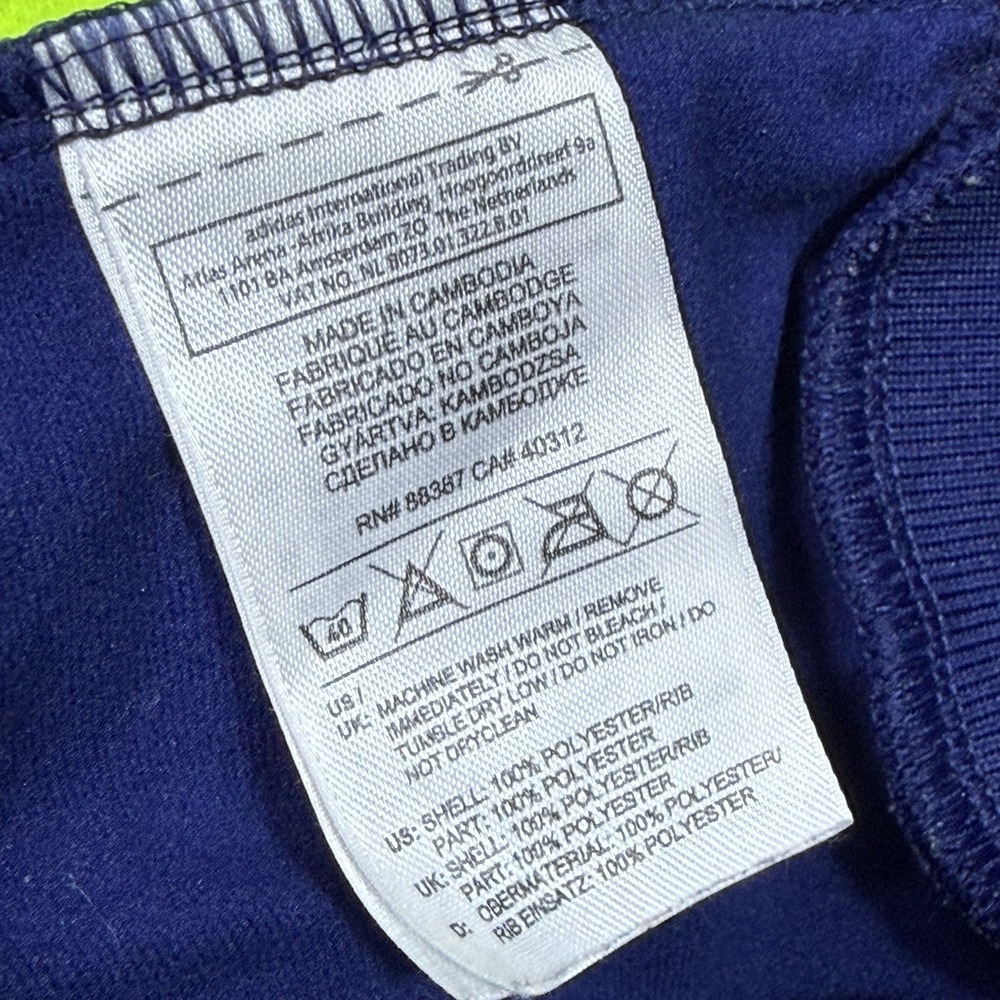 Adidas Originals Track Jacket Mens 2XL Blue Neon Yellow 3 Stripe Full Zip USA - Picture 3 of 11